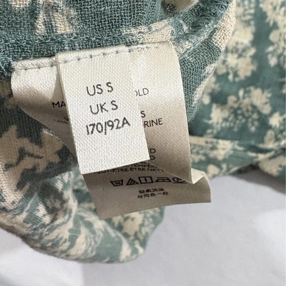 Free People Ellie Boho Green Floral Puff Sleeve Smock Bodice Maxi Dress Sz S - Picture 13 of 15